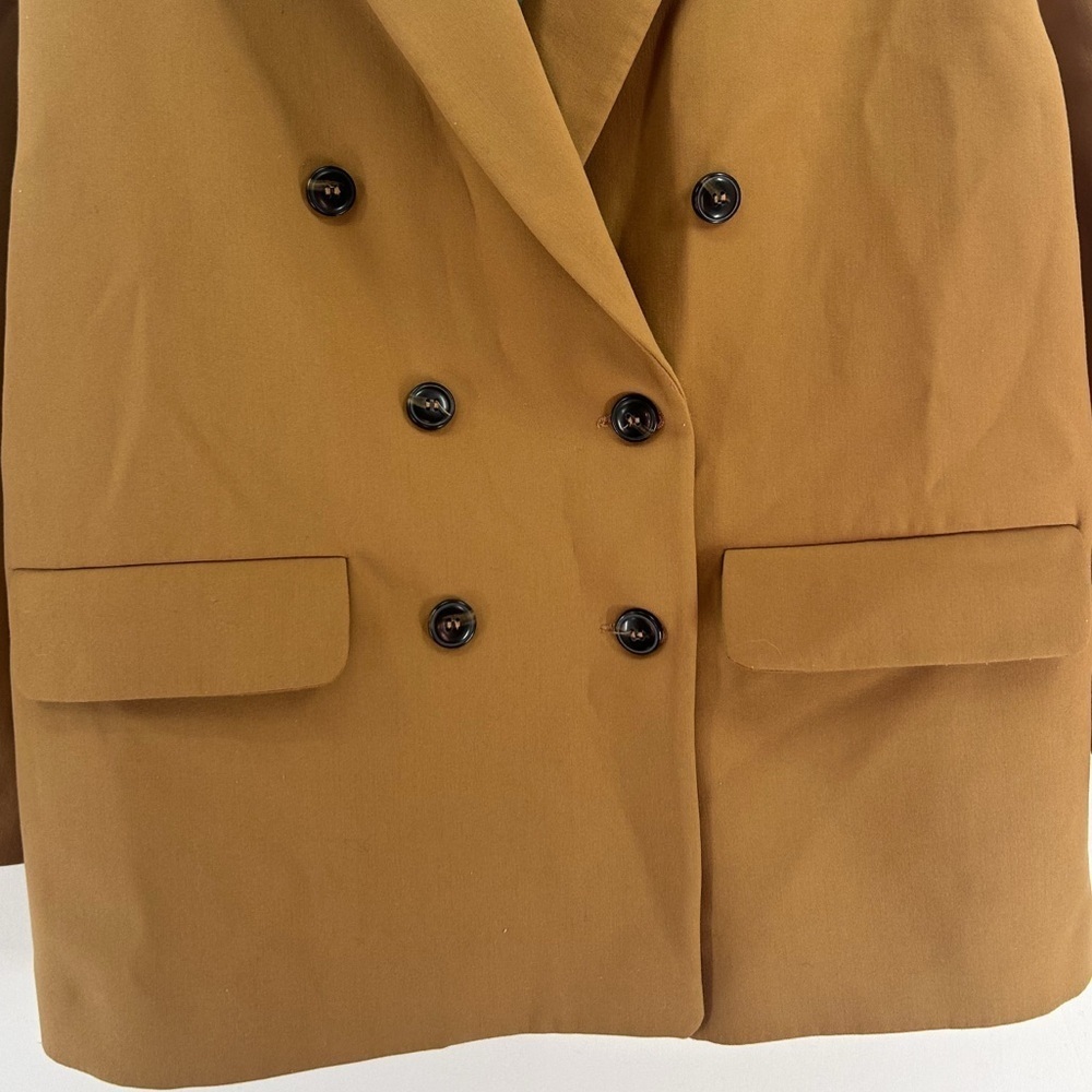 Zara Camel Tan Double Breasted Oversized Blazer Coat Small/Medium - Picture 4 of 6